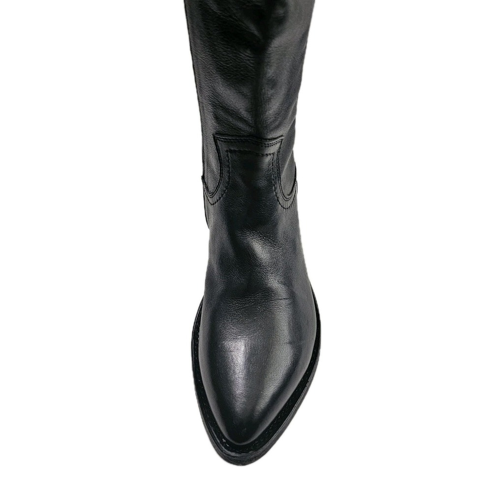 FRYE Carson Campus Zip Black Leather Boots Womens 8B 3470809-BLK Western Tall - Picture 2 of 8